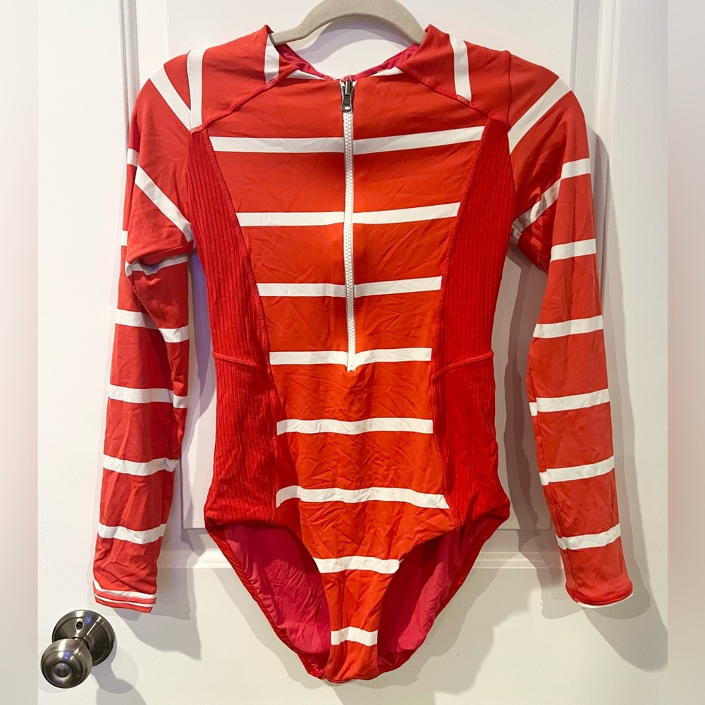 Maaji Sail Stripe Triton Long Sleeve One Piece Swim Size Medium